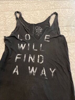 Chaser Black Tank with Distressed White 'Love Will Find A Way' Graphic